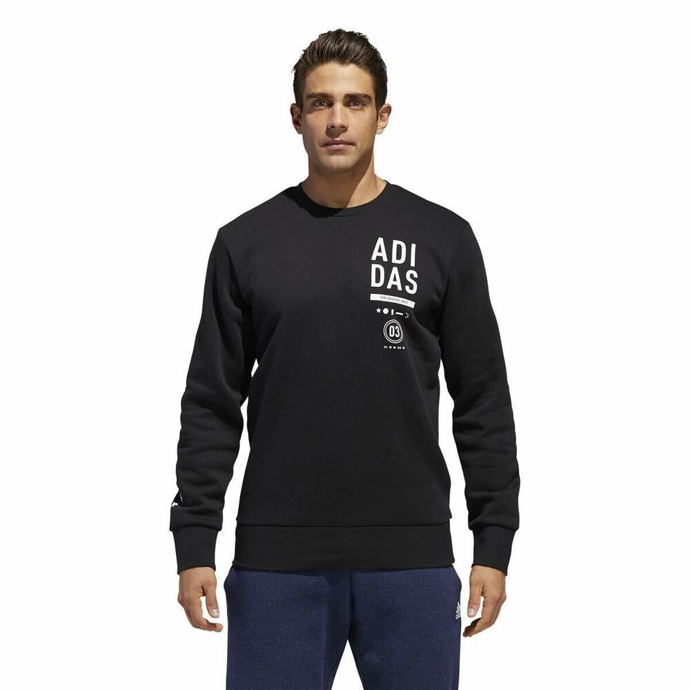 adidas Athletics International Crew Neck Sweatshirt Size XL Black (CO-41)